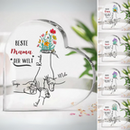 Standherz mit Blumenstrauß und Händen für Mutter und Großmutter