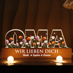 Personalisierte LED-Nachtlicht mit Geburtsblumen – für Oma und Mama