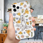 Hand-in-Hand Silikonhandyhülle für iPhone und Samsung mit Namen Geschenk für Mama und Oma