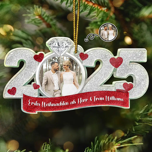 2025 Acrylanhänger mit Foto und Text Geschenk zur Erinnerung an die Hochzeit für Paar