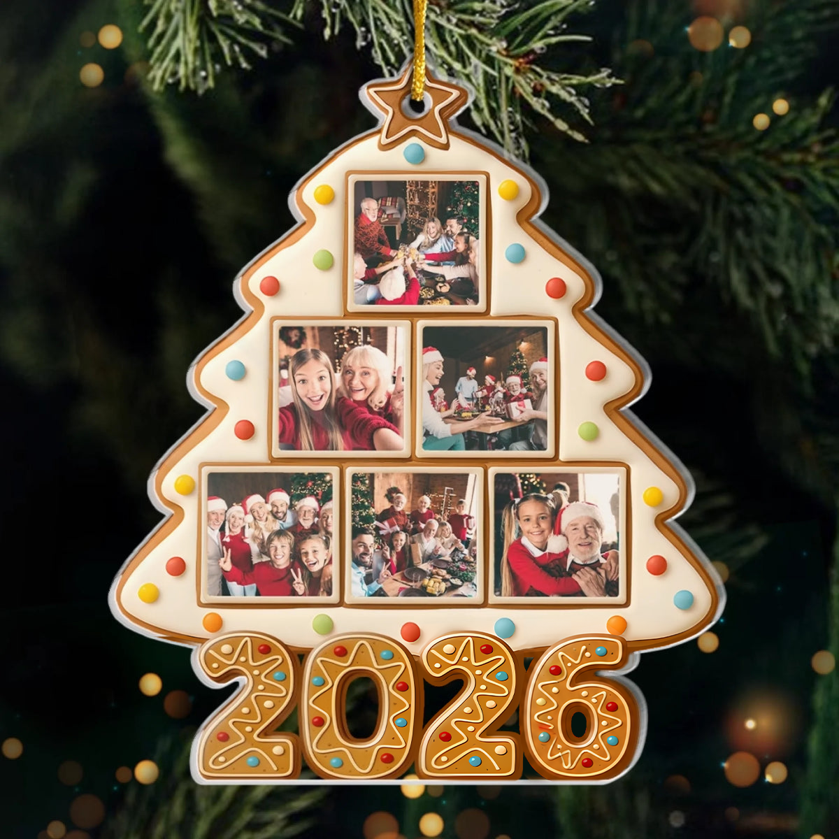 2025-Keks-Foto-Baum Personalisierter Acrylanhänger mit Fotos Geschenk für Familie