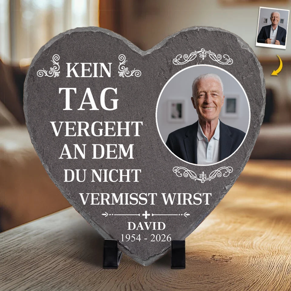 Personalisierte Schieferplakette mit Foto – Trauergeschenk