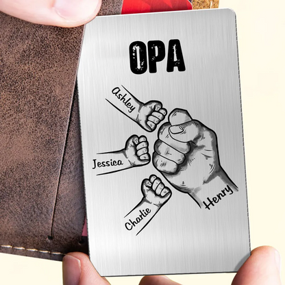 Fausstoß Wallet Card Personalisierte Brieftasche-Karte mit Namen und Text Geschenk für Papa und Opa