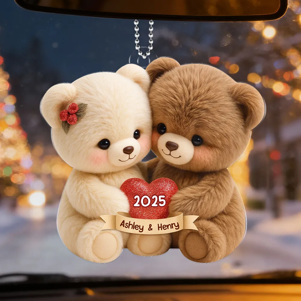 Teddybär-Paar Personalisierter Acrylanhänger mit Namen
