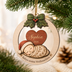 Personalisierter 2-lagiger Holz-Weihnachtsanhänger – Babys erstes Weihnachten