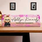 Personalisiertes Acryl-Namensschild für den Schreibtisch mit Blumenmotiv – Individuelles Geschenk für Kollegin & Freunde