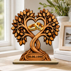 Personalisierter Holzaufsteller zum Jahrestag – Baum- & Ringmotiv mit Namen