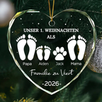 Personalisierter Glas-Weihnachtsanhänger –  Unser 1. Weihnachten als Familie