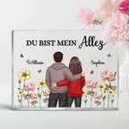 Text, Geburtsblumen und Paar- Acrylblock