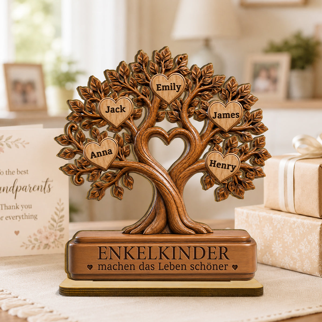 Personalisierter Holzaufsteller für Oma – Familienbaum mit Namen