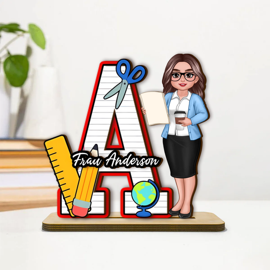 Lehrerin - Personalisierter Holzaufsteller mit Figur und Name