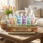 Personalisierter Holzaufsteller mit Hasen Geschenk für Opa und Oma
