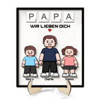 PAPA Personalisierter 2-Schicht-Holzaufsteller mit Text Vater und Kinder