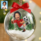 Personalisierte 3D-Acrylkugel mit Foto – Fußball-Motiv