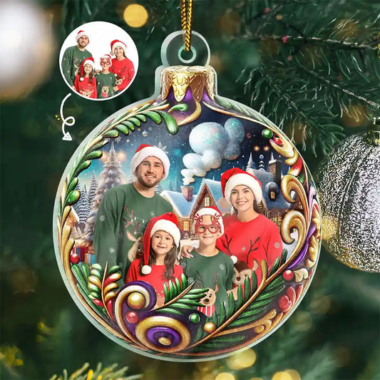 Chrisitbaumschmuck mit Blumenmuster Foto-Ornament für Familie