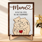 Personalisierter Holzaufsteller mit Bärenmotiv Geschenk für Mama und Papa