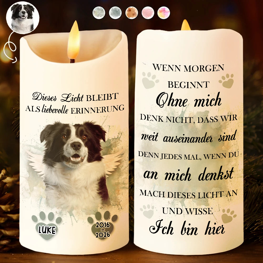 Personalisierte LED-Trauerkerze mit Foto - Erinnerung an dein Haustier