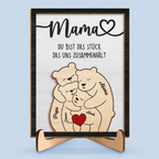 Personalisierter Holzaufsteller mit Bärenmotiv Geschenk für Mama und Papa