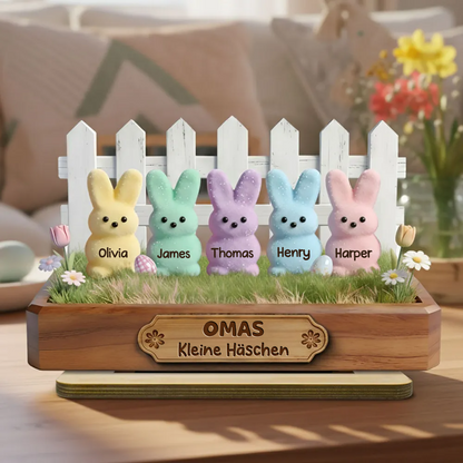 Personalisierter Holzaufsteller mit Hasen Geschenk für Oma