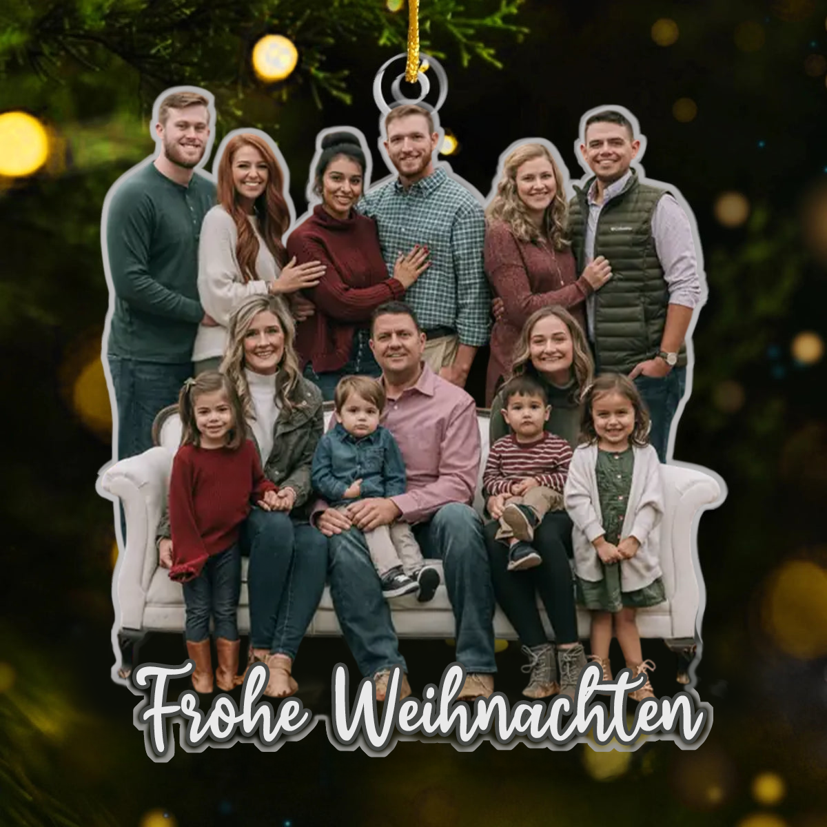 Personalisierter Acrylanhänger mit Foto und Text Christbaumschmuck für Familie