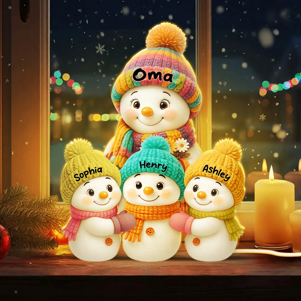 Personalisierte Schneemann-Leuchtbox – Oma, Opa & Enkelkinder