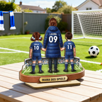 Mama und Kinder mit Fußballmotiv Personalisierter Holzaufsteller