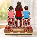 "MOM,MAMA, OMA" Holzaufsteller mit Frau und Kinder personalisiert