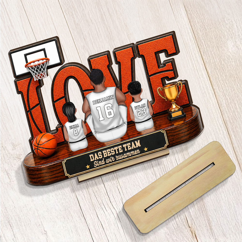 Basketballfamilie - Personalisierter Holzaufsteller für Vater