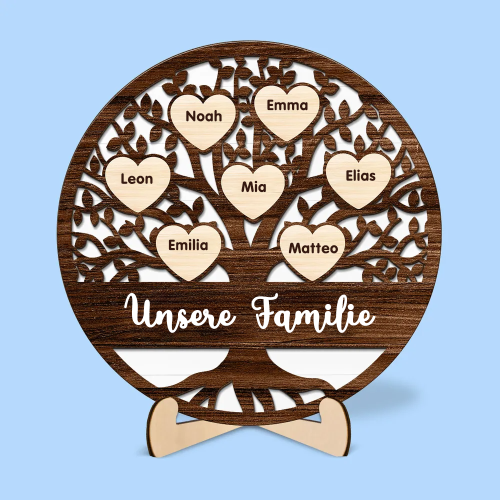 Personalisierte Holzplakette mit Familienbaum Geschenk für Familie