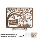 Baum und Vögel-Holzplakette mit 1-10 Namen personalisiert Geschenk für Oma