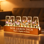 Personalisierte LED-Nachtlicht mit Geburtsblumen – für Oma und Mama