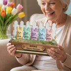 Personalisierter Holzaufsteller mit Hasen Geschenk für Oma