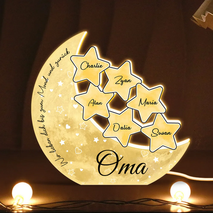 Personalisierte Mond-Lichtbox mit Namen Geschenk für Mama und Oma