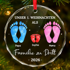 „Erstes Weihnachten als Familie zu viert“-Fußabdruck-Ornament Christbaumschmuck für Baby