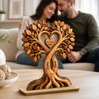 Personalisierter Holzaufsteller mit Herzbaum für Paar Jahrestagsgeschenk