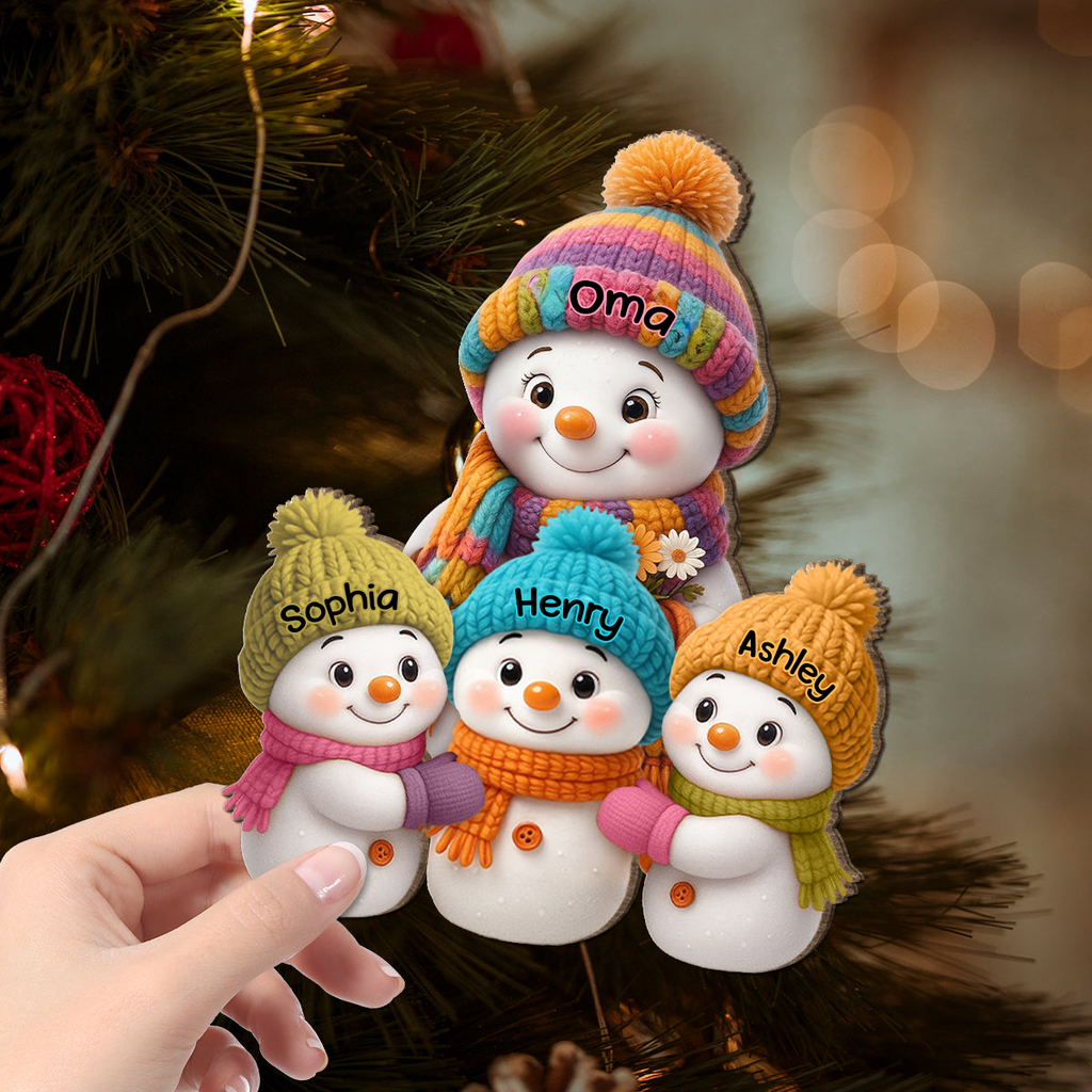 Personalisierter Holzaufsteller für Oma – Schneemann-Motiv mit Namen