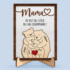 Personalisierter Holzaufsteller mit Bärenmotiv Geschenk für Mama und Papa