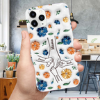 Hand-in-Hand Silikonhandyhülle für iPhone und Samsung mit Namen und Blumen Geschenk für Mama und Oma