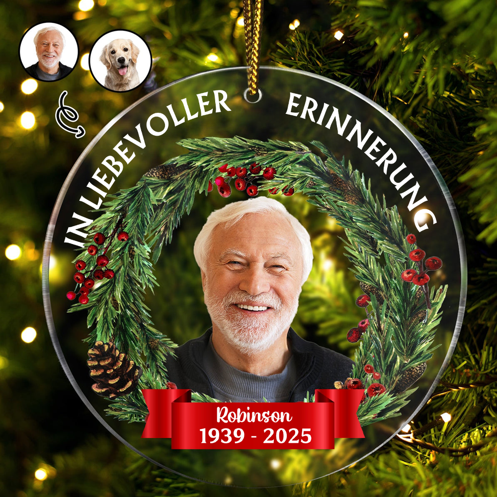 In Liebevoller Erinnerung Personalisierter Acrylanhänger mit Foto Christbaumschmuck zur Trauer