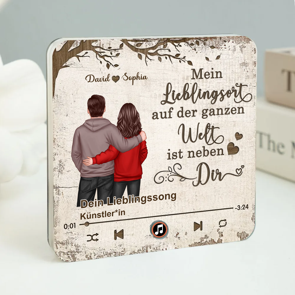Musik-Kühlschrankmagnet mit 2 Figuren und Spruch Geschenk für Paar/LGBT-Paar