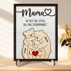 Personalisierter Holzaufsteller mit Bärenmotiv Geschenk für Mama und Papa