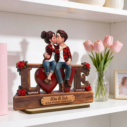 LOVE-Personalisierter Holzaufsteller mit Paar und Text Geschenke zum Jahrestag und Valentinstag