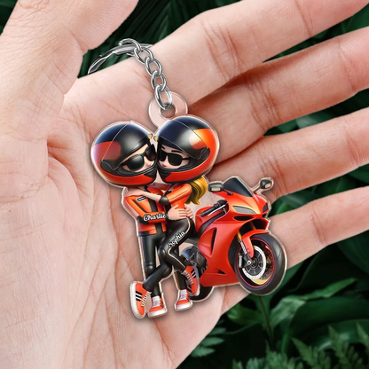 Motorrad-Paar Personalisierter Acryl-Schlüsselanhänger mit Namen