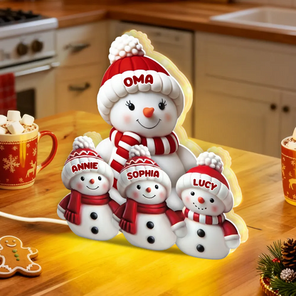Personalisierte Schneemann-Lichtbox für Eltern, Oma, Opa und Kinder