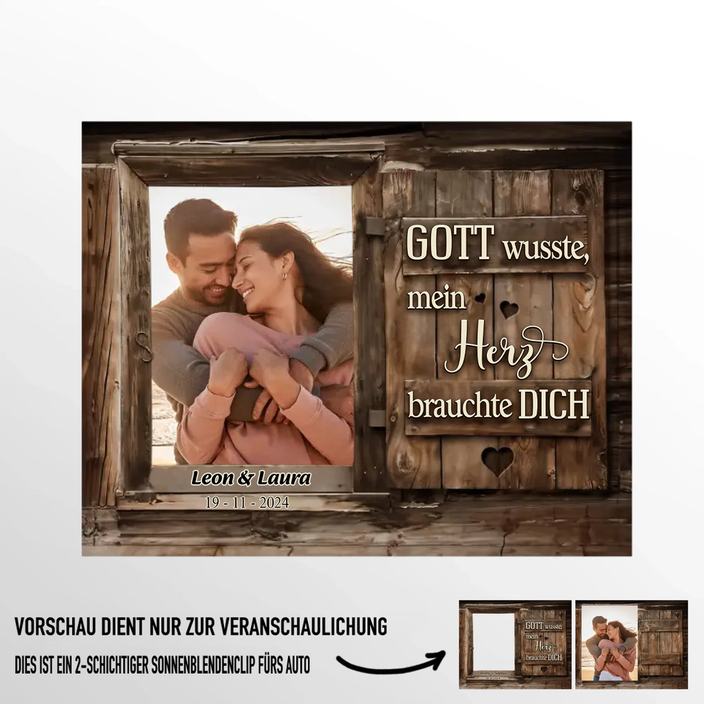 Bilderrahmen-Personalisiertes Sonnenblendenclip mit Foto Geschenk für Paare
