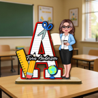 Lehrerin - Personalisierter Holzaufsteller mit Figur und Name