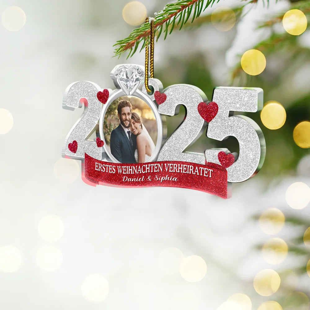 2025 Acrylanhänger mit Foto und Text Geschenk zur Erinnerung an die Hochzeit für Paar