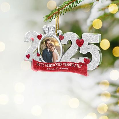 2025 Acrylanhänger mit Foto und Text Geschenk zur Erinnerung an die Hochzeit für Paar