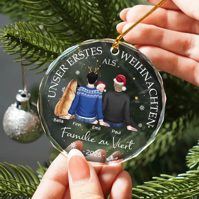 Unser Erstes Weihnachten als Familie zu...Personalisierter Christbaumschmuck mit 2 Frauen/Männer und Baby