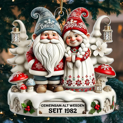 Personalisiertes Acryl-Weihnachtsornament– Wichtel-Paar